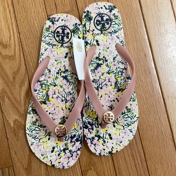 Tory Burch pink floral Flip flop new size 8 or 9 - Picture 4 of 4